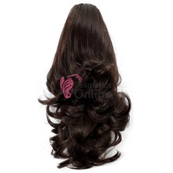 Extensie de par coada in valuri cu cleste 40 cm Saten Inchis Cod JL 6911-8#